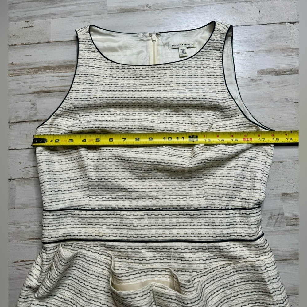 Banana Republic Women Sheath Dress White Black Stripped Cotton 10P - Picture 4 of 11